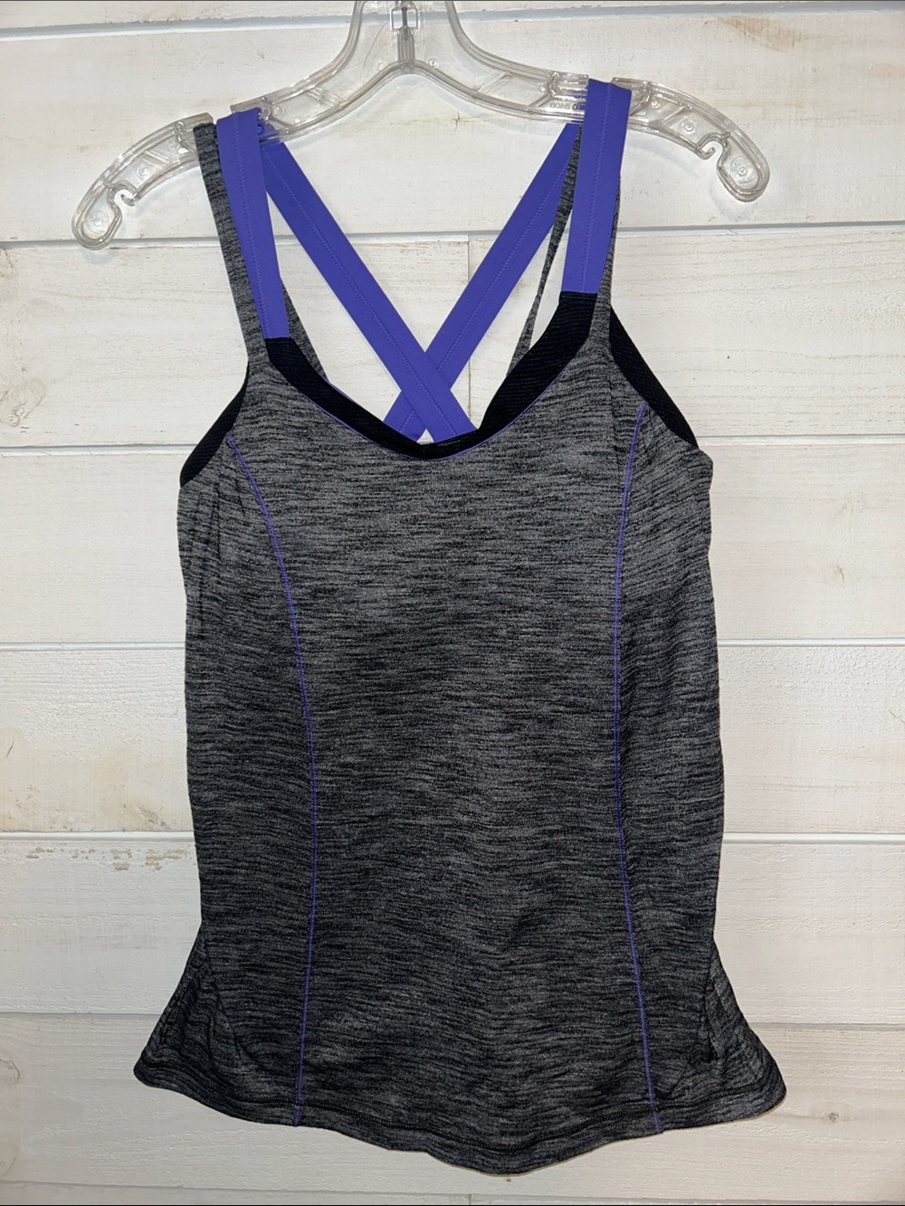 Lululemon Heather Active One-Piece with Purple Straps